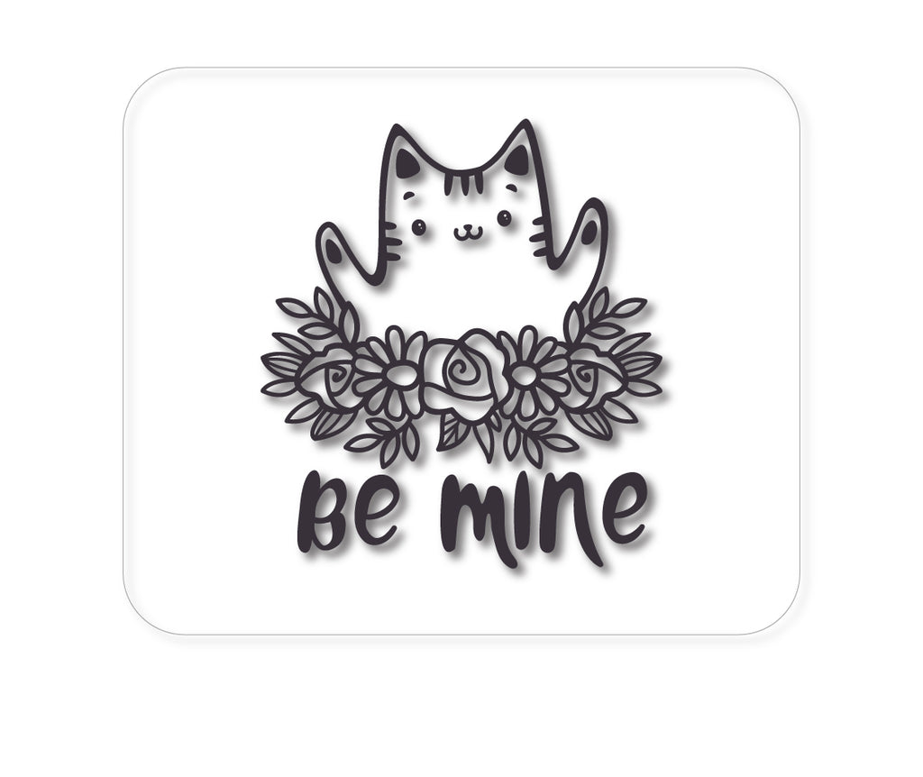 Custom Foam Rubber Mouse Pad - Valentine Cat - Be Mine Flowers