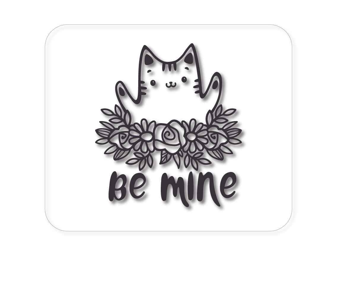 Custom Foam Rubber Mouse Pad - Valentine Cat - Be Mine Flowers
