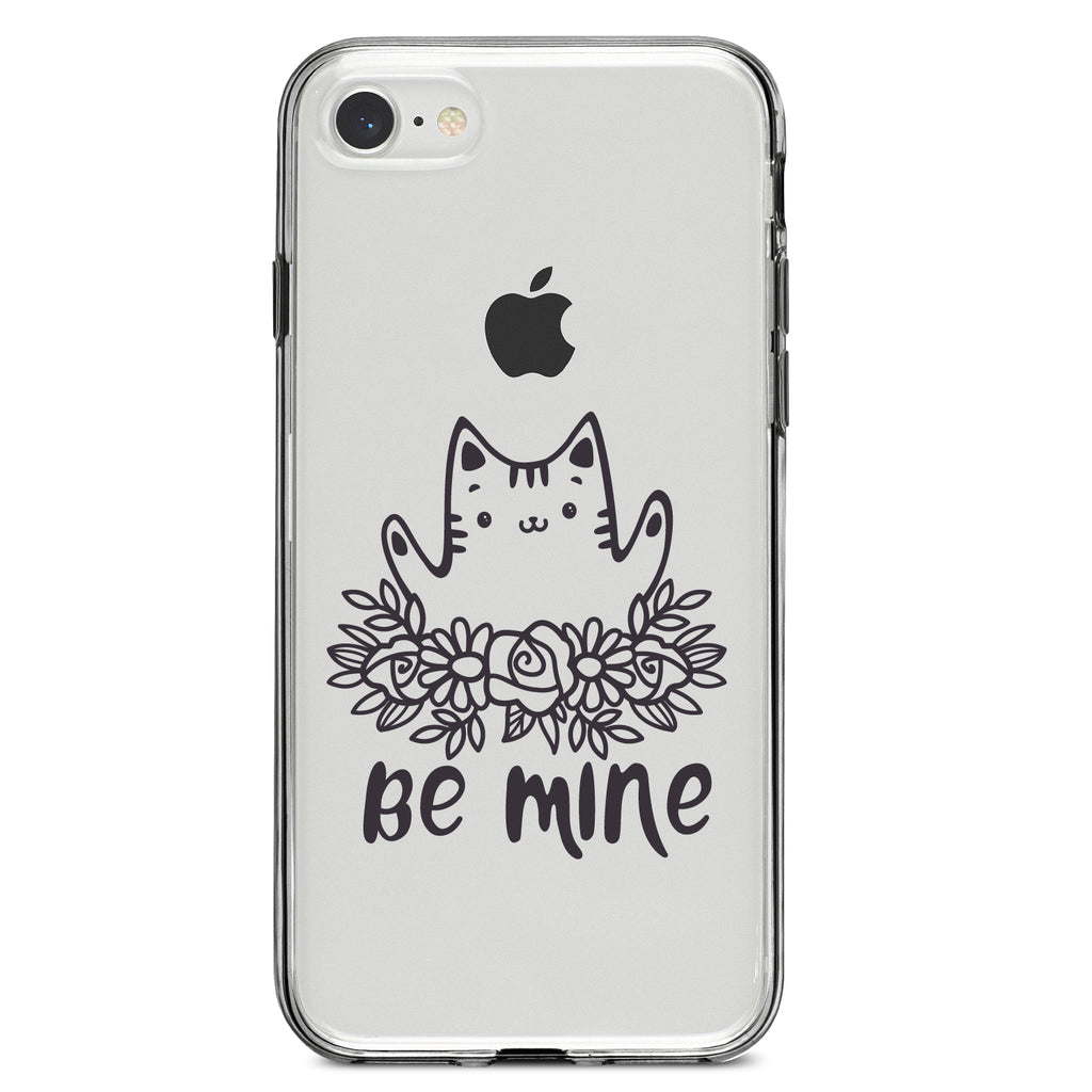 Valentine Cat, Be Mine Flowers Clear Shockproof iPhone Case, view 5