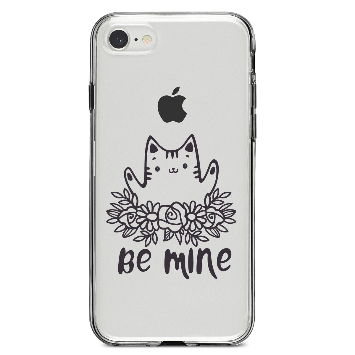 Valentine Cat, Be Mine Flowers Clear Shockproof iPhone Case, view 5