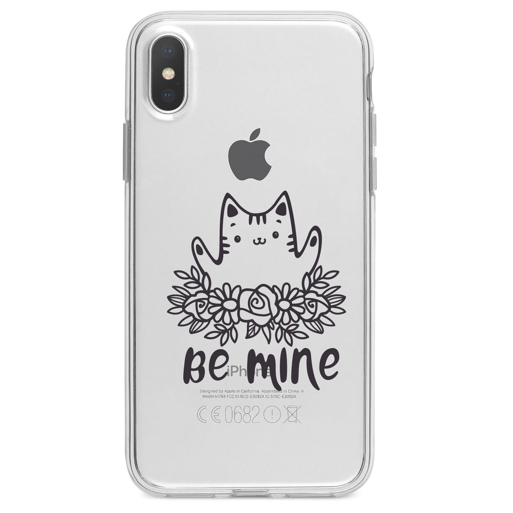 Valentine Cat, Be Mine Flowers Clear Shockproof iPhone Case, view 2