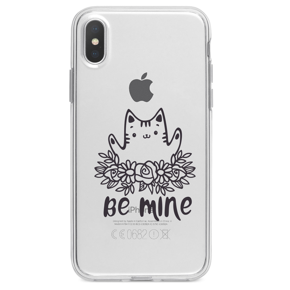 Valentine Cat, Be Mine Flowers Clear Shockproof iPhone Case, view 4