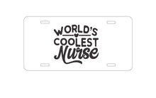 DistinctInk Custom Aluminum Decorative Vanity Front License Plate - World's Coolest Nurse - Black