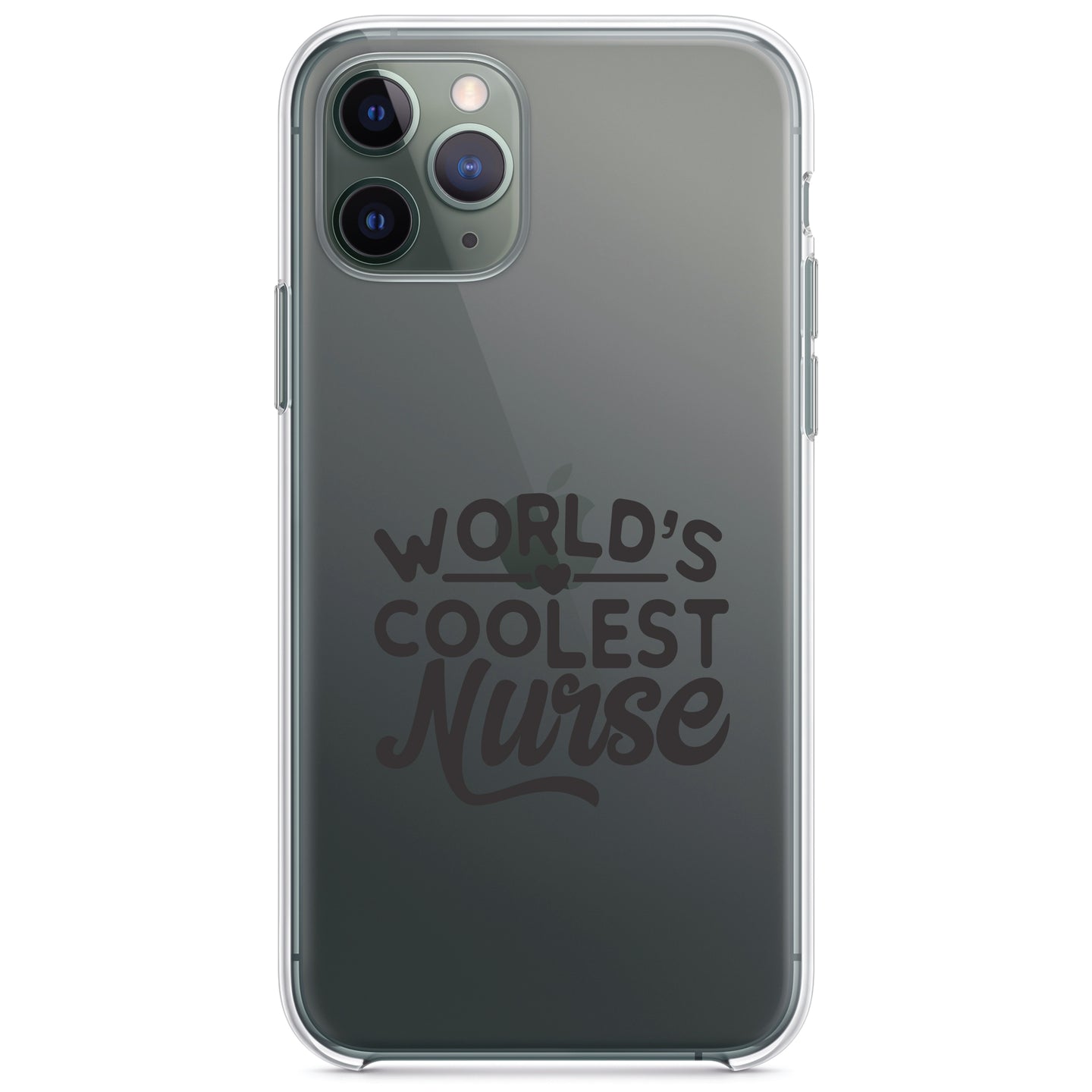 DistinctInk® Clear Shockproof Hybrid Case for Apple iPhone / Samsung Galaxy / Google Pixel - World's Coolest Nurse - Black