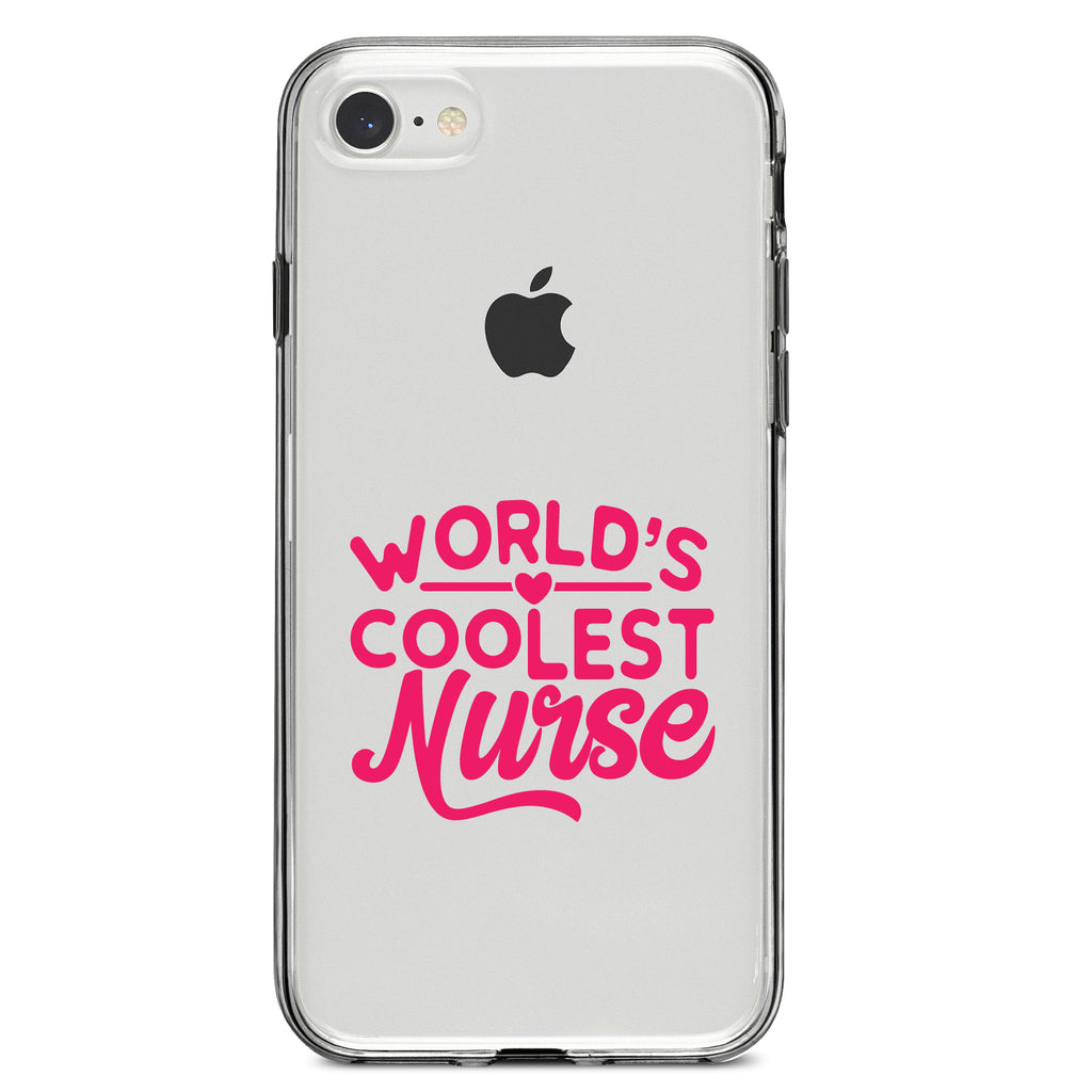 World's Coolest Nurse, Hot Pink Clear Shockproof iPhone Case, view 5