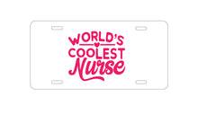 DistinctInk Custom Aluminum Decorative Vanity Front License Plate - World's Coolest Nurse - Hot Pink