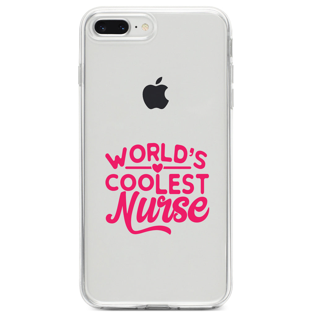 World's Coolest Nurse, Hot Pink Clear Shockproof iPhone Case, view 6
