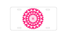 DistinctInk Custom Aluminum Decorative Vanity Front License Plate - Hot Pink Hearts Mandala