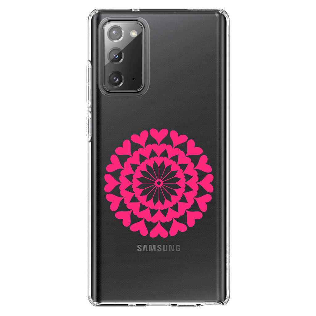 Hot Pink Hearts Mandala Clear Shockproof iPhone Case, view 7