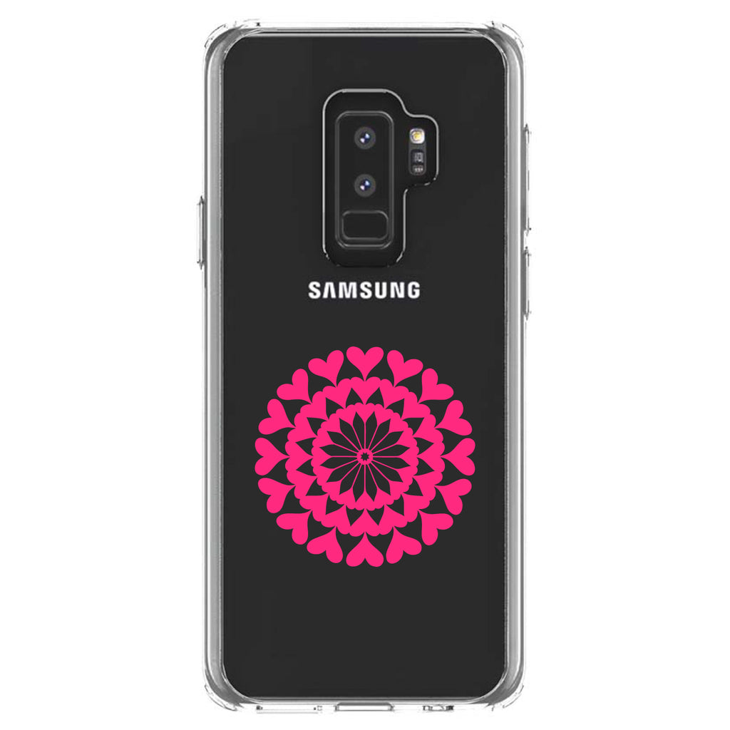Hot Pink Hearts Mandala Clear Shockproof iPhone Case, view 20