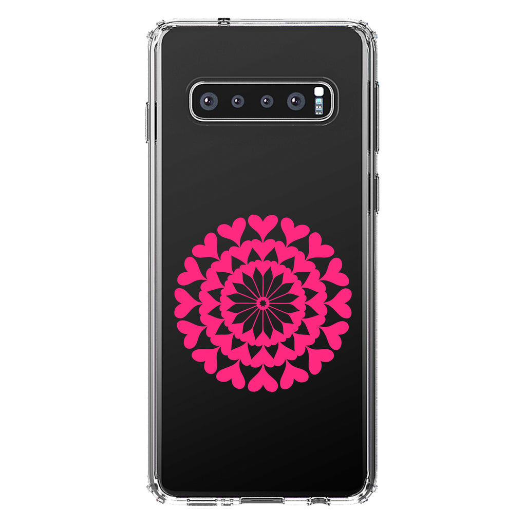 Hot Pink Hearts Mandala Clear Shockproof iPhone Case, view 17