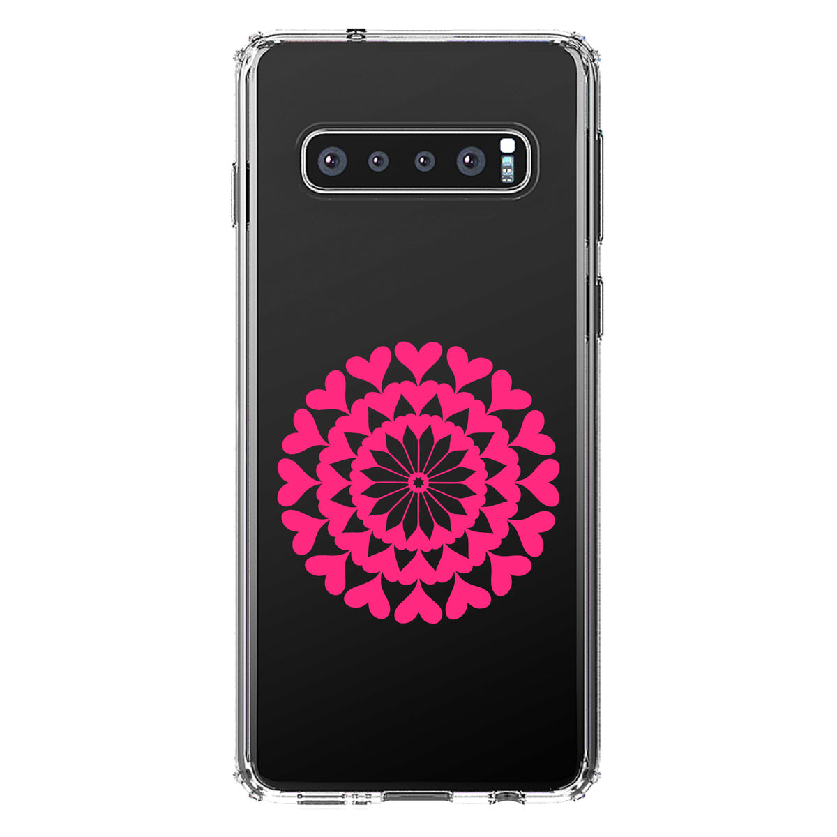 Hot Pink Hearts Mandala Clear Shockproof iPhone Case, view 17