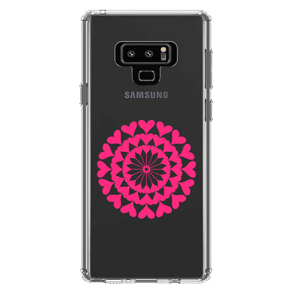 Hot Pink Hearts Mandala Clear Shockproof iPhone Case, view 11