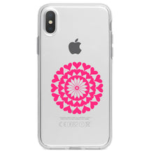 DistinctInk® Clear Shockproof Hybrid Case for Apple iPhone / Samsung Galaxy / Google Pixel - Hot Pink Hearts Mandala