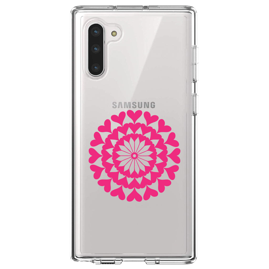 Hot Pink Hearts Mandala Clear Shockproof iPhone Case, view 9