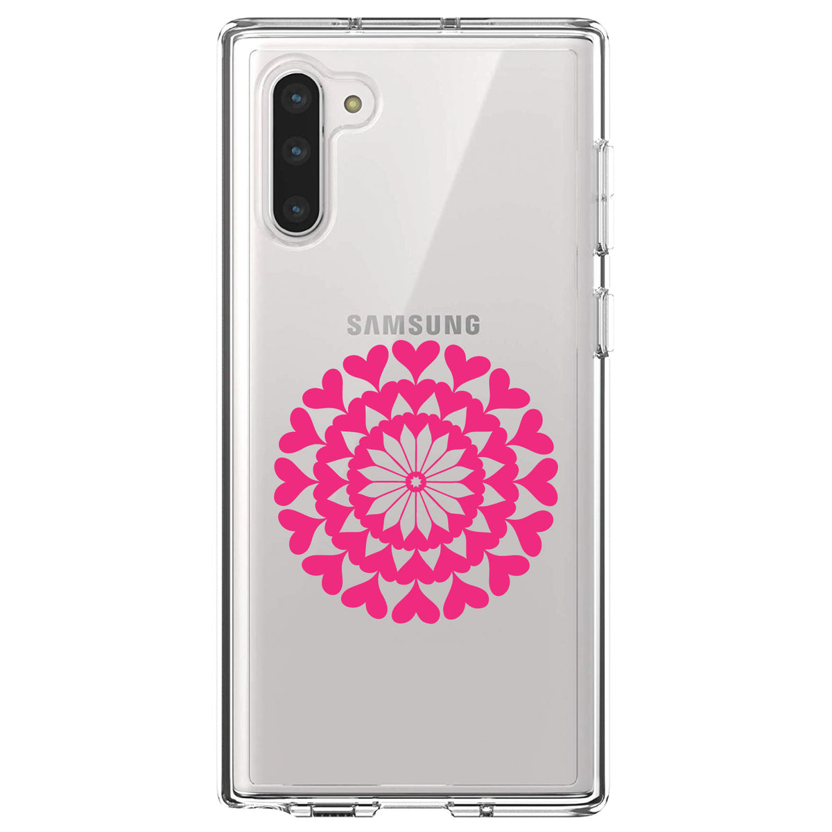 Hot Pink Hearts Mandala Clear Shockproof iPhone Case, view 9