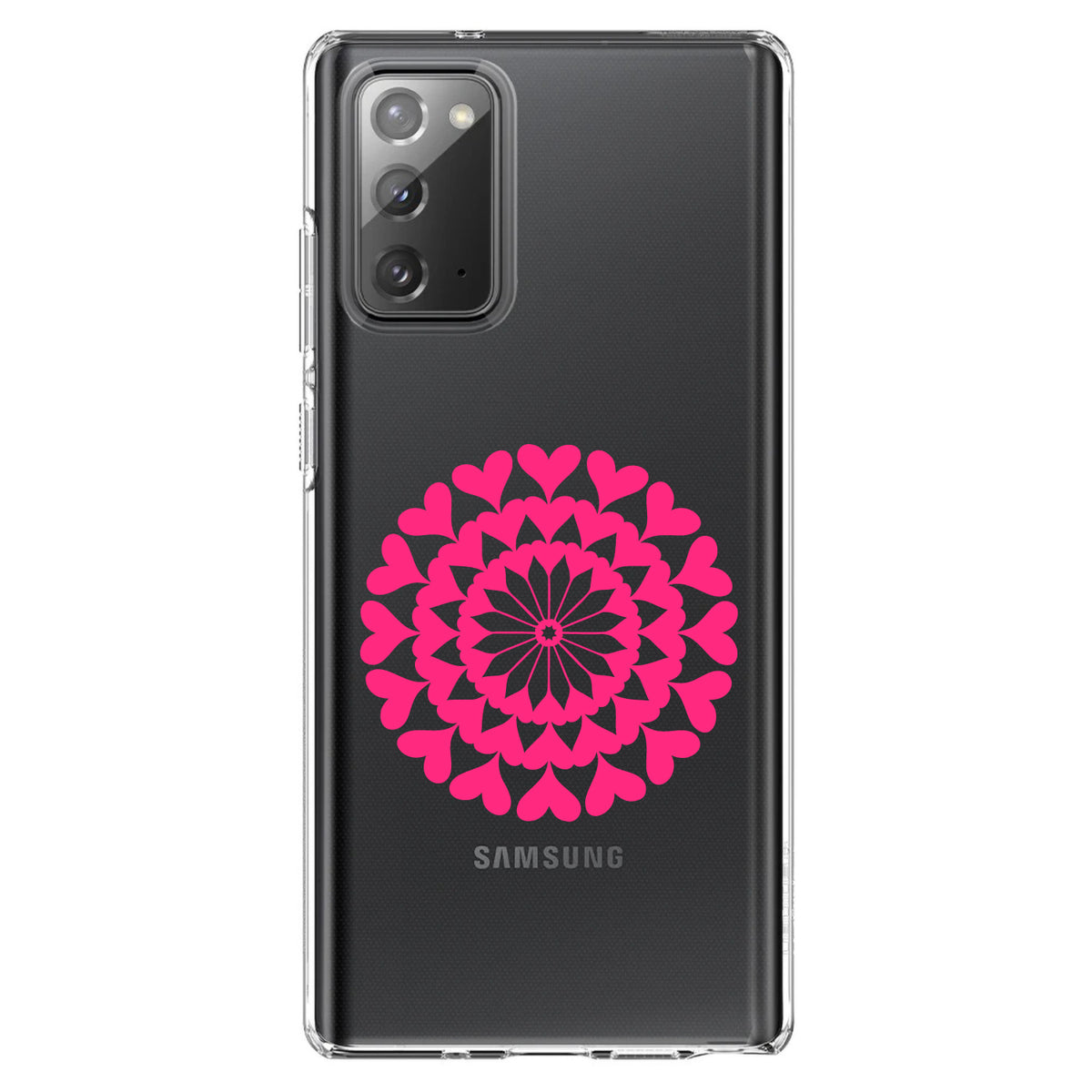 Hot Pink Hearts Mandala Clear Shockproof iPhone Case, view 8