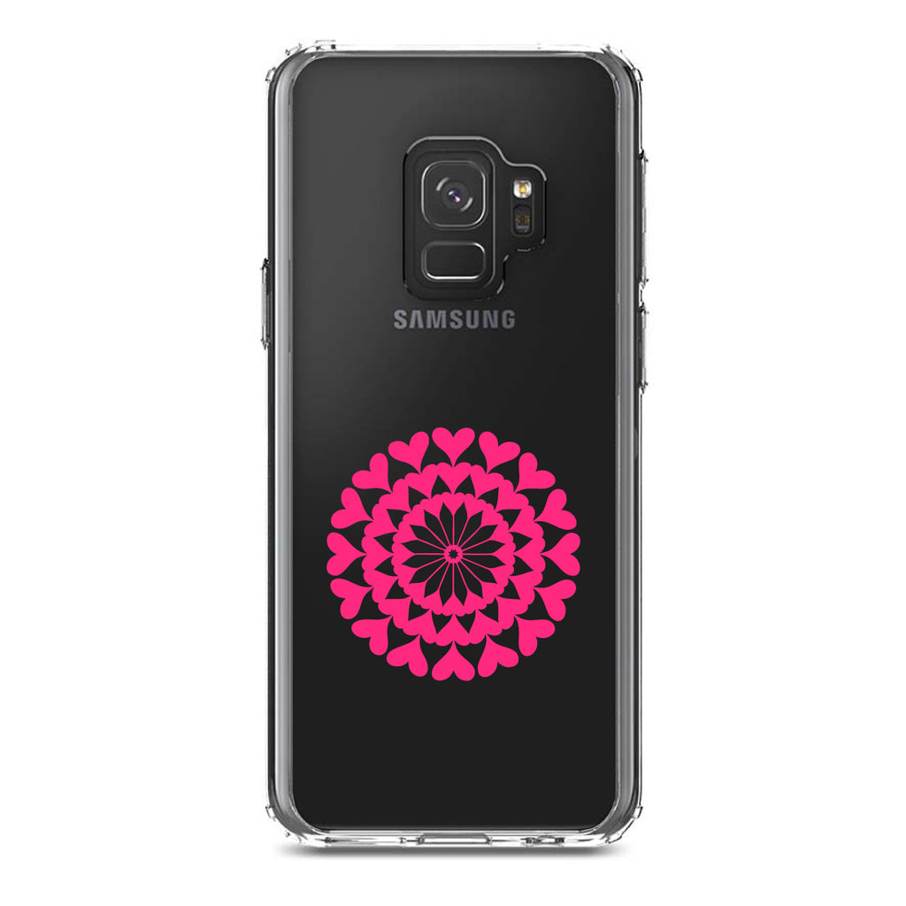 Hot Pink Hearts Mandala Clear Shockproof iPhone Case, view 19