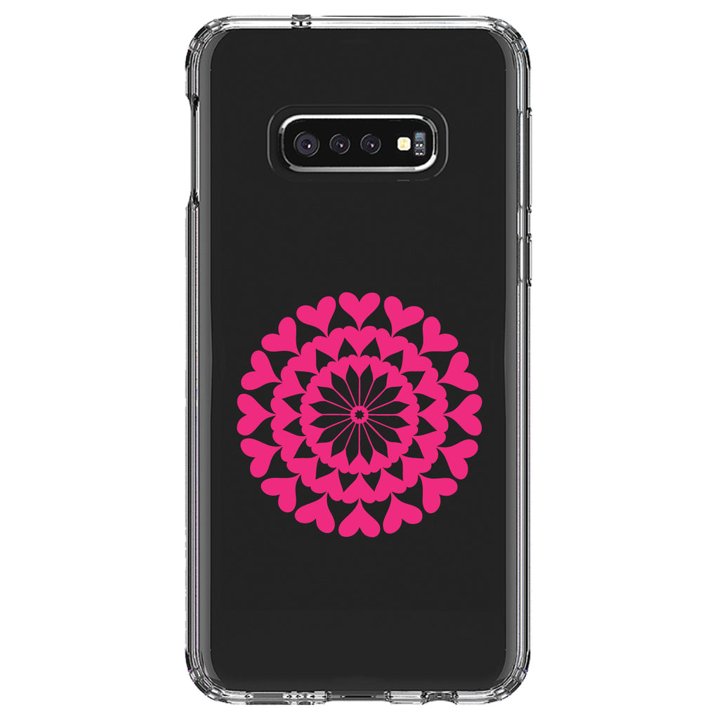 Hot Pink Hearts Mandala Clear Shockproof iPhone Case, view 18