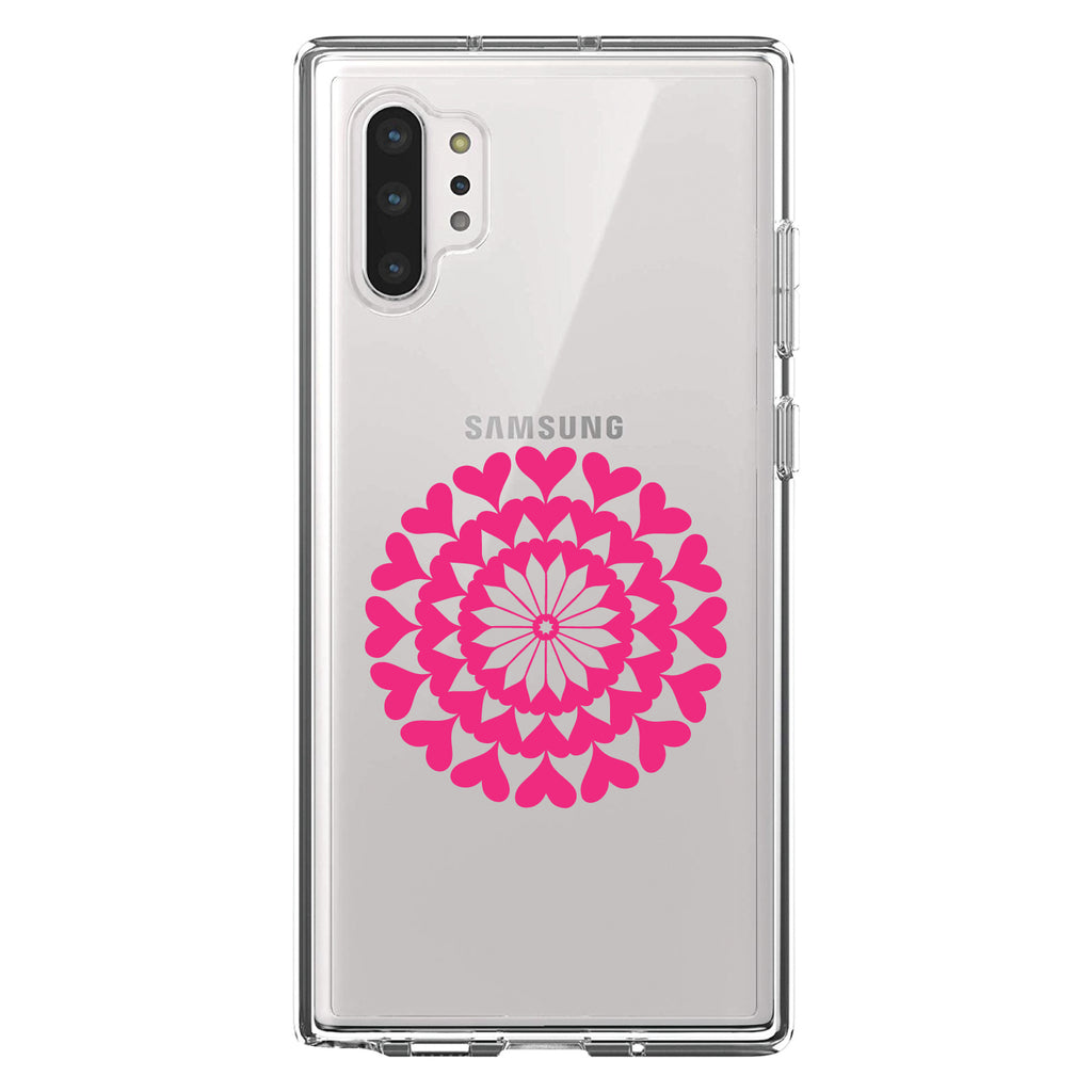 Hot Pink Hearts Mandala Clear Shockproof iPhone Case, view 10