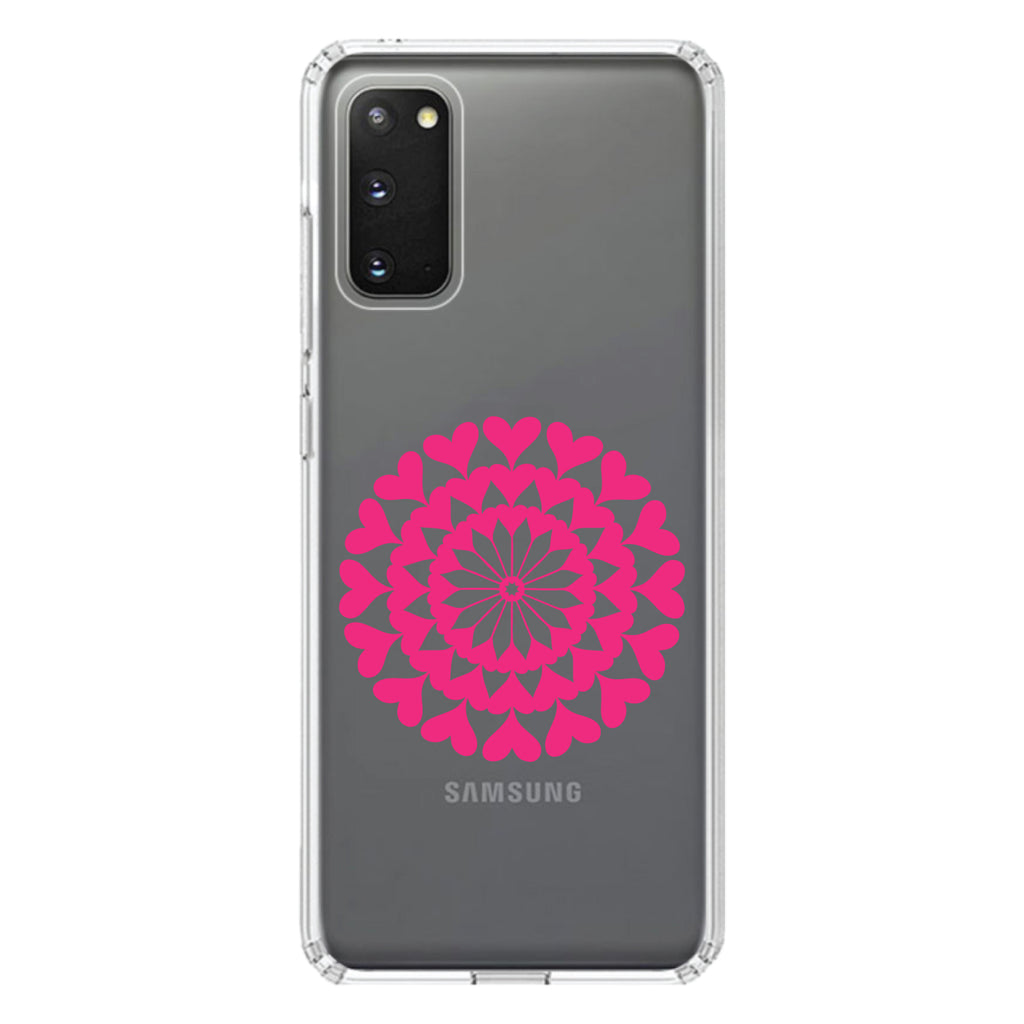 Hot Pink Hearts Mandala Clear Shockproof iPhone Case, view 15