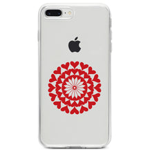 DistinctInk® Clear Shockproof Hybrid Case for Apple iPhone / Samsung Galaxy / Google Pixel - Red Hearts Mandala