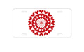 Custom Aluminum Decorative Vanity Front License Plate - Red Hearts Mandala