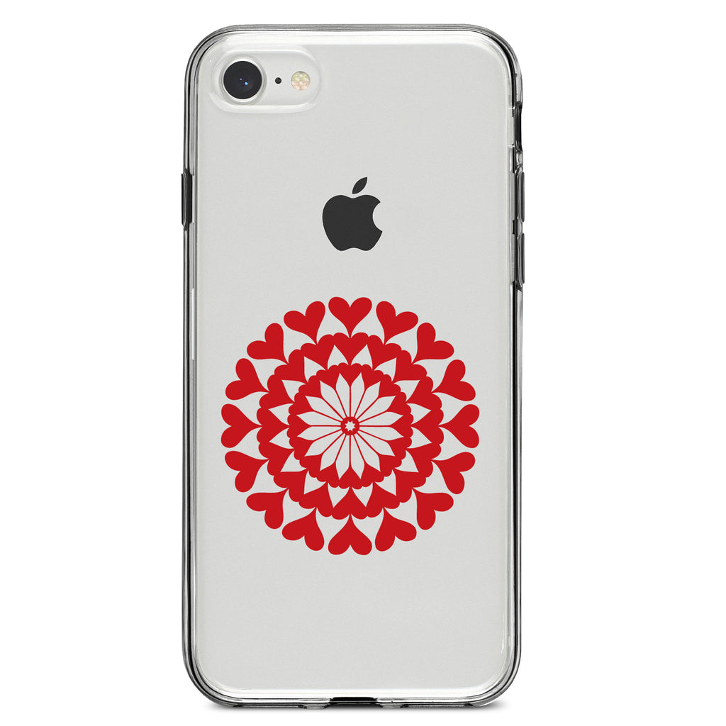 Red Hearts Mandala Clear Shockproof iPhone Case, view 5