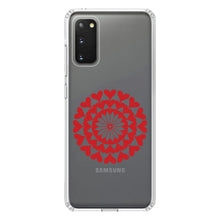 DistinctInk® Clear Shockproof Hybrid Case for Apple iPhone / Samsung Galaxy / Google Pixel - Red Hearts Mandala