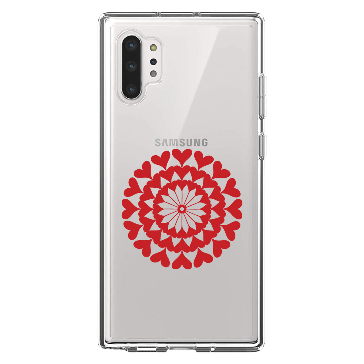 Red Hearts Mandala Clear Shockproof iPhone Case, view 10