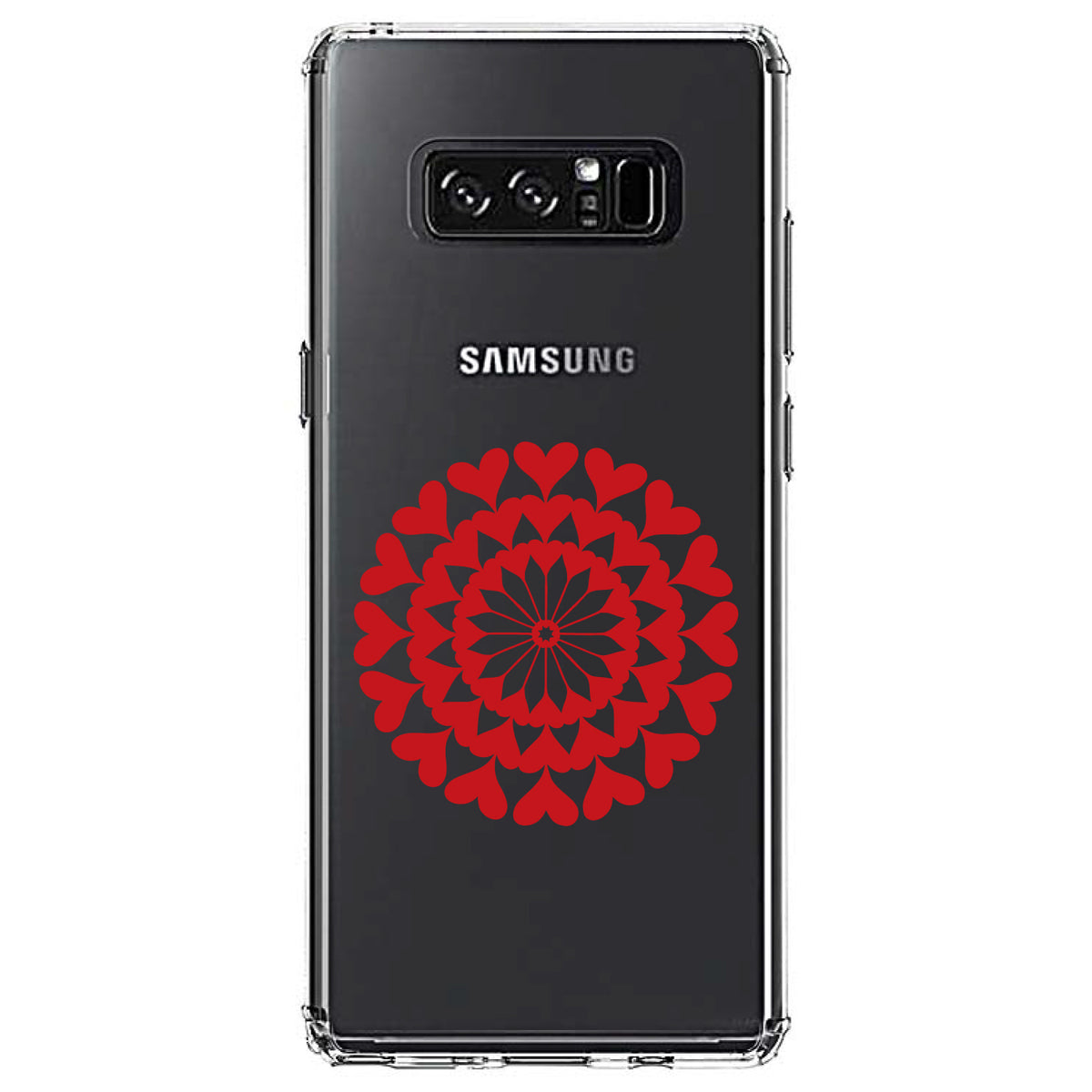 Red Hearts Mandala Clear Shockproof iPhone Case, view 12