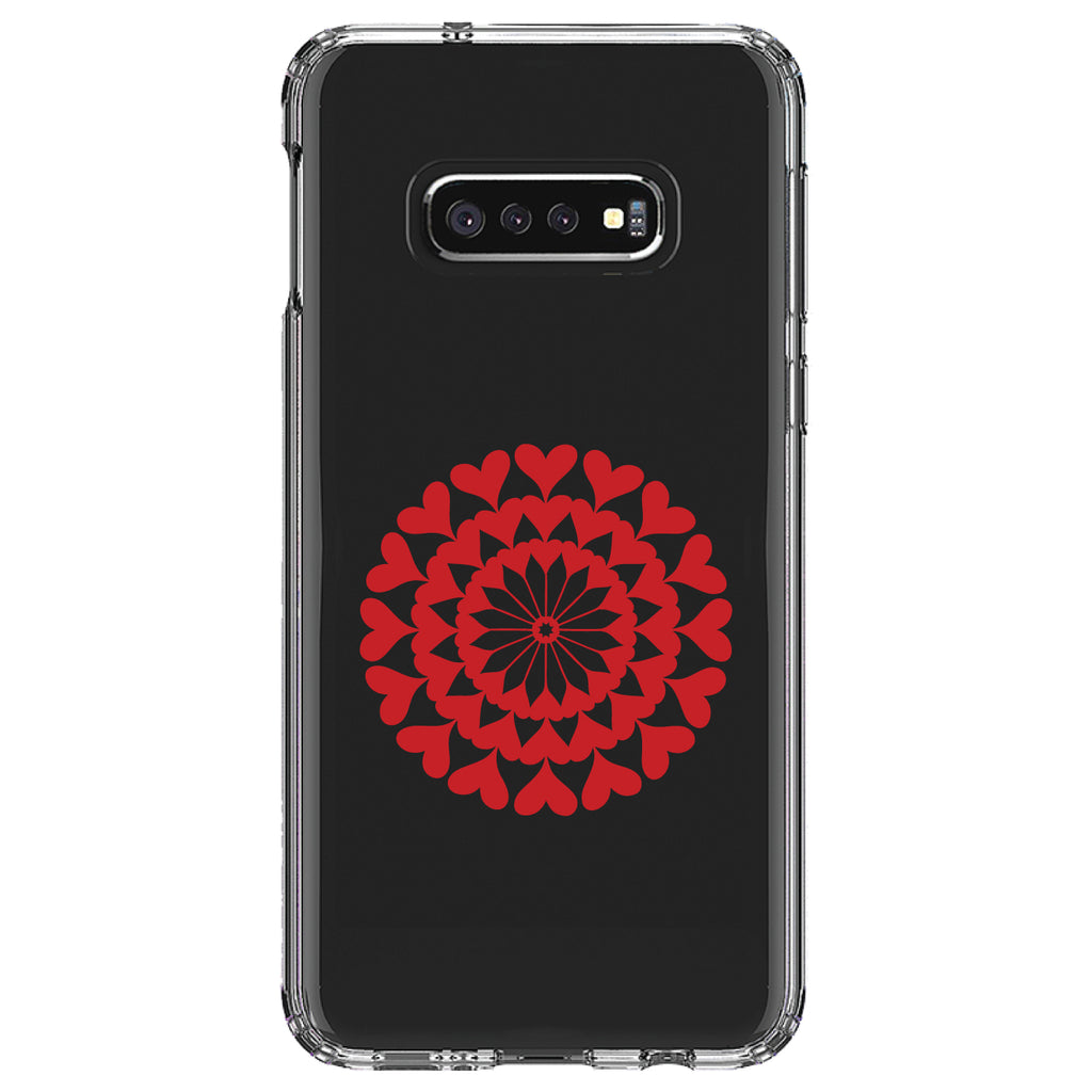 Red Hearts Mandala Clear Shockproof iPhone Case, view 18