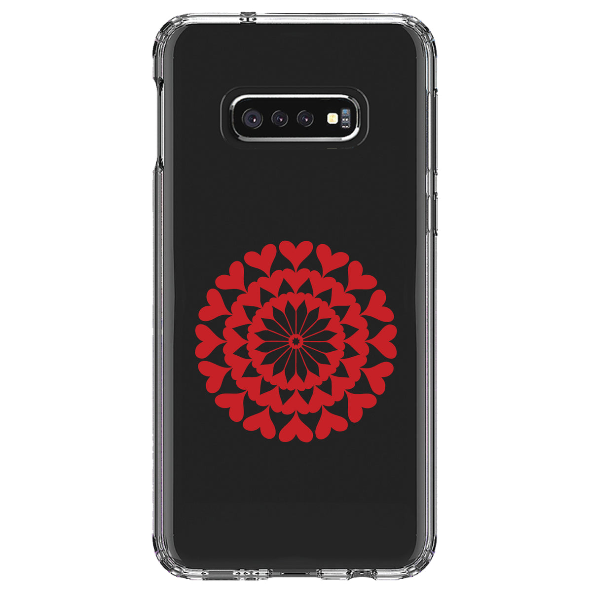 Red Hearts Mandala Clear Shockproof iPhone Case, view 18
