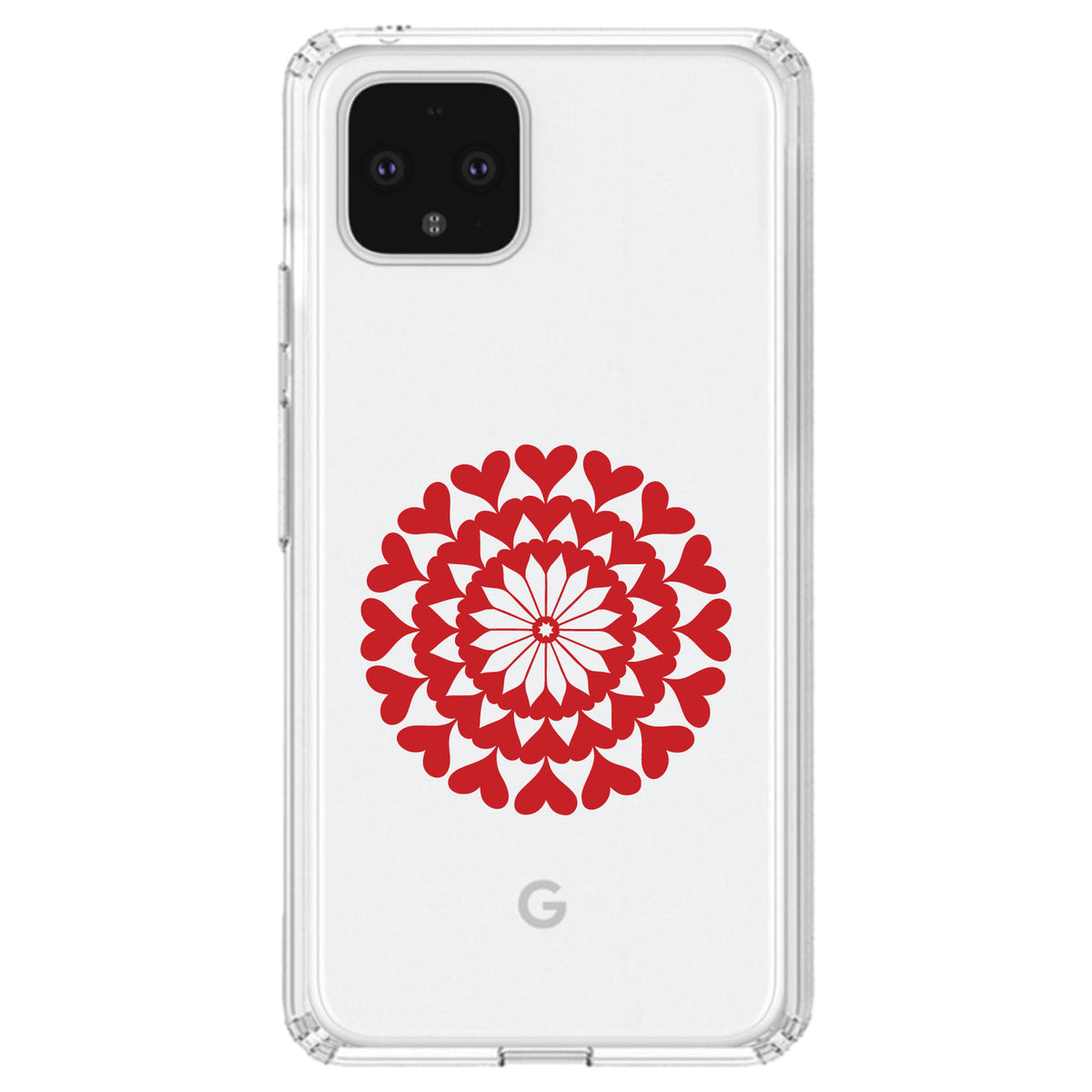 Red Hearts Mandala Clear Shockproof iPhone Case, view 24