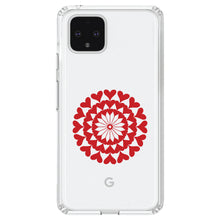 DistinctInk® Clear Shockproof Hybrid Case for Apple iPhone / Samsung Galaxy / Google Pixel - Red Hearts Mandala