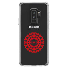 DistinctInk® Clear Shockproof Hybrid Case for Apple iPhone / Samsung Galaxy / Google Pixel - Red Hearts Mandala