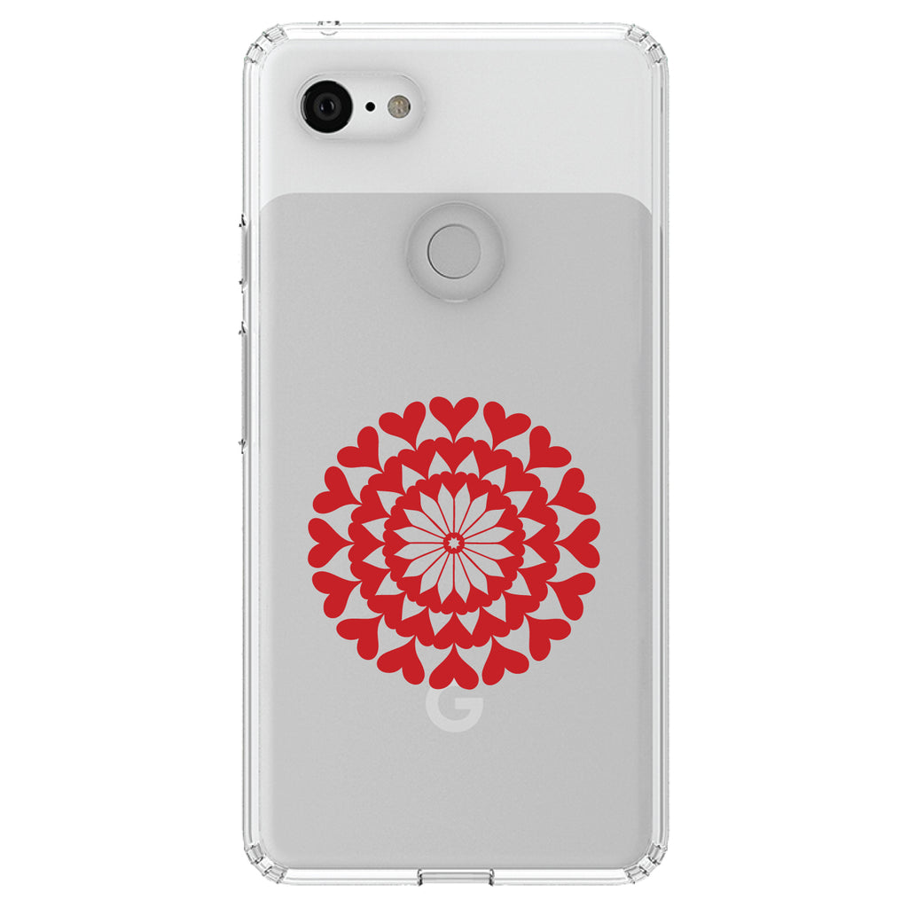 Red Hearts Mandala Clear Shockproof iPhone Case, view 22