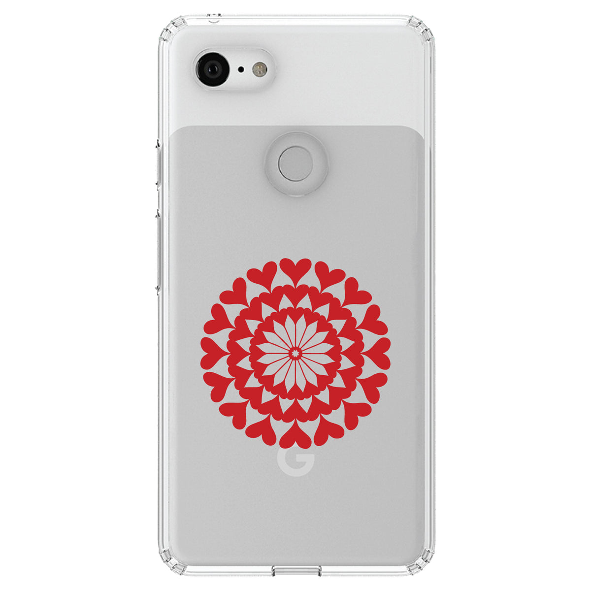 Red Hearts Mandala Clear Shockproof iPhone Case, view 22