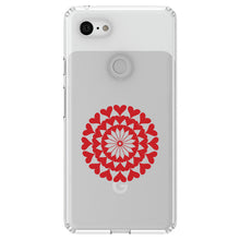 DistinctInk® Clear Shockproof Hybrid Case for Apple iPhone / Samsung Galaxy / Google Pixel - Red Hearts Mandala