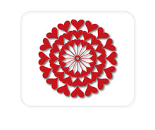 DistinctInk Custom Foam Rubber Mouse Pad - 1/4" Thick - Red Hearts Mandala