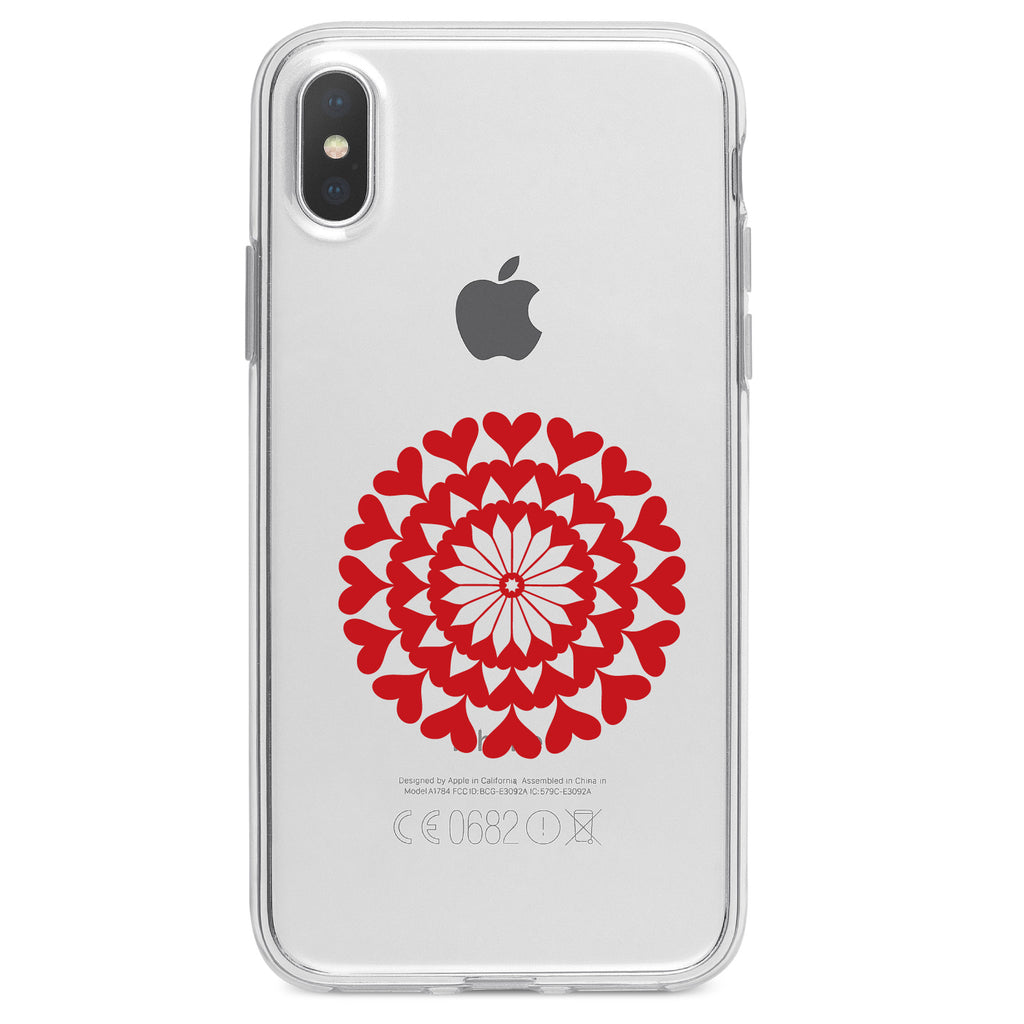 Red Hearts Mandala Clear Shockproof iPhone Case, view 2