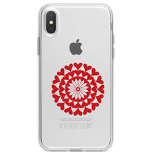 DistinctInk® Clear Shockproof Hybrid Case for Apple iPhone / Samsung Galaxy / Google Pixel - Red Hearts Mandala