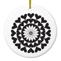 Black Hearts Mandala Ceramic Ornament