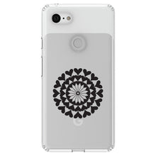 DistinctInk® Clear Shockproof Hybrid Case for Apple iPhone / Samsung Galaxy / Google Pixel - Black Hearts Mandala