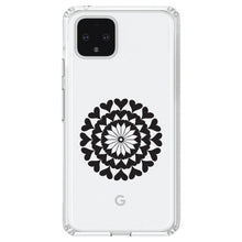 DistinctInk® Clear Shockproof Hybrid Case for Apple iPhone / Samsung Galaxy / Google Pixel - Black Hearts Mandala