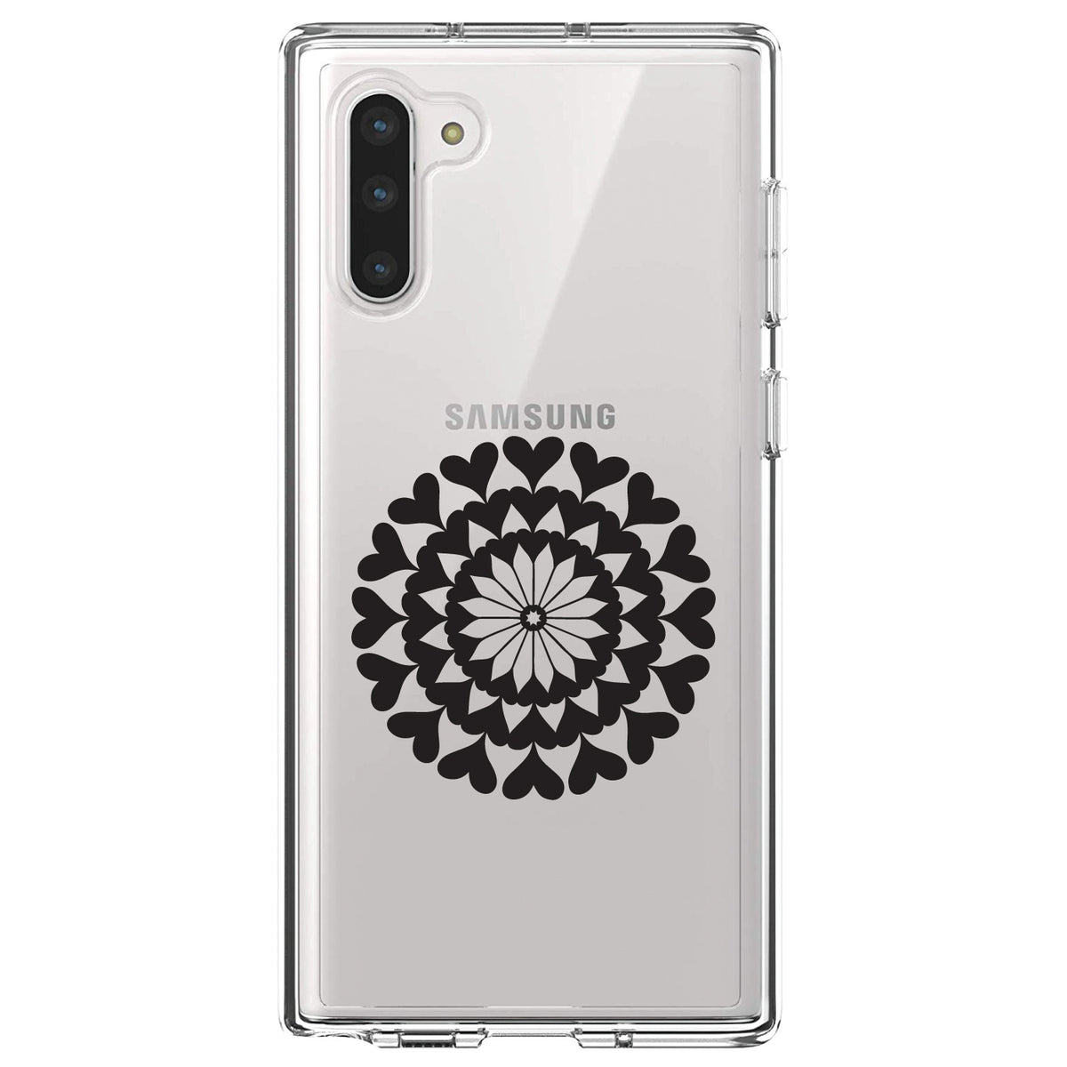 Black Hearts Mandala Clear Shockproof iPhone Case, view 9