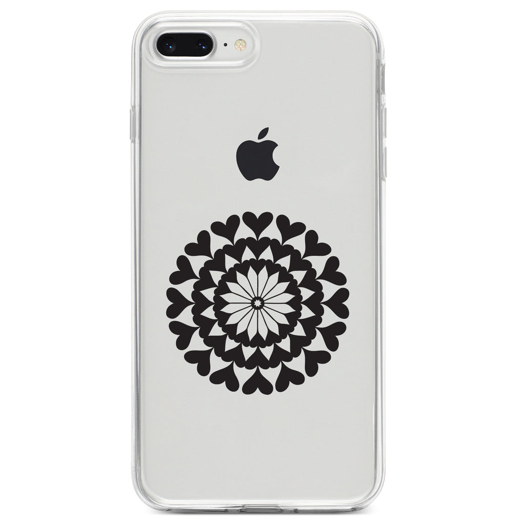 Black Hearts Mandala Clear Shockproof iPhone Case, view 6