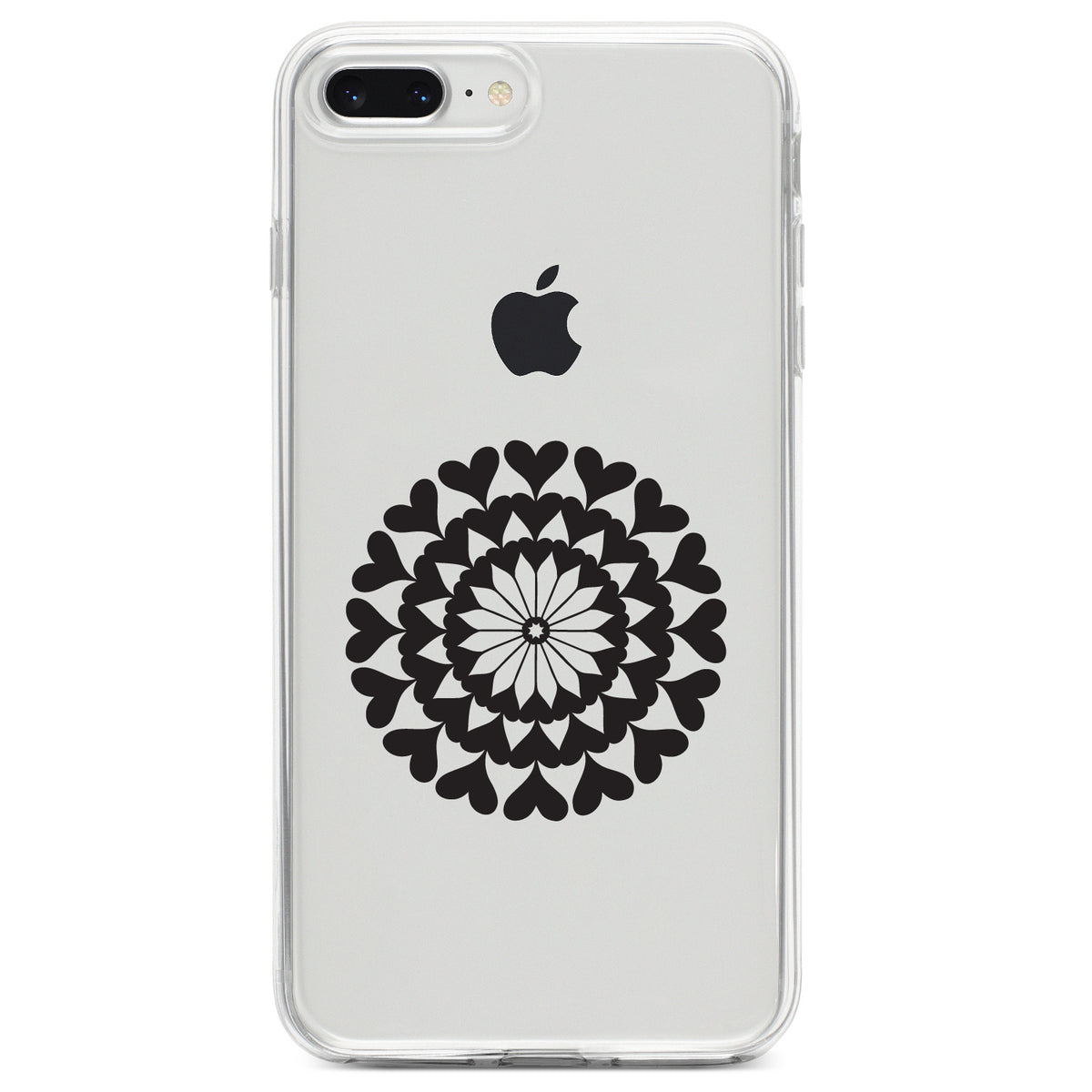 Black Hearts Mandala Clear Shockproof iPhone Case, view 6