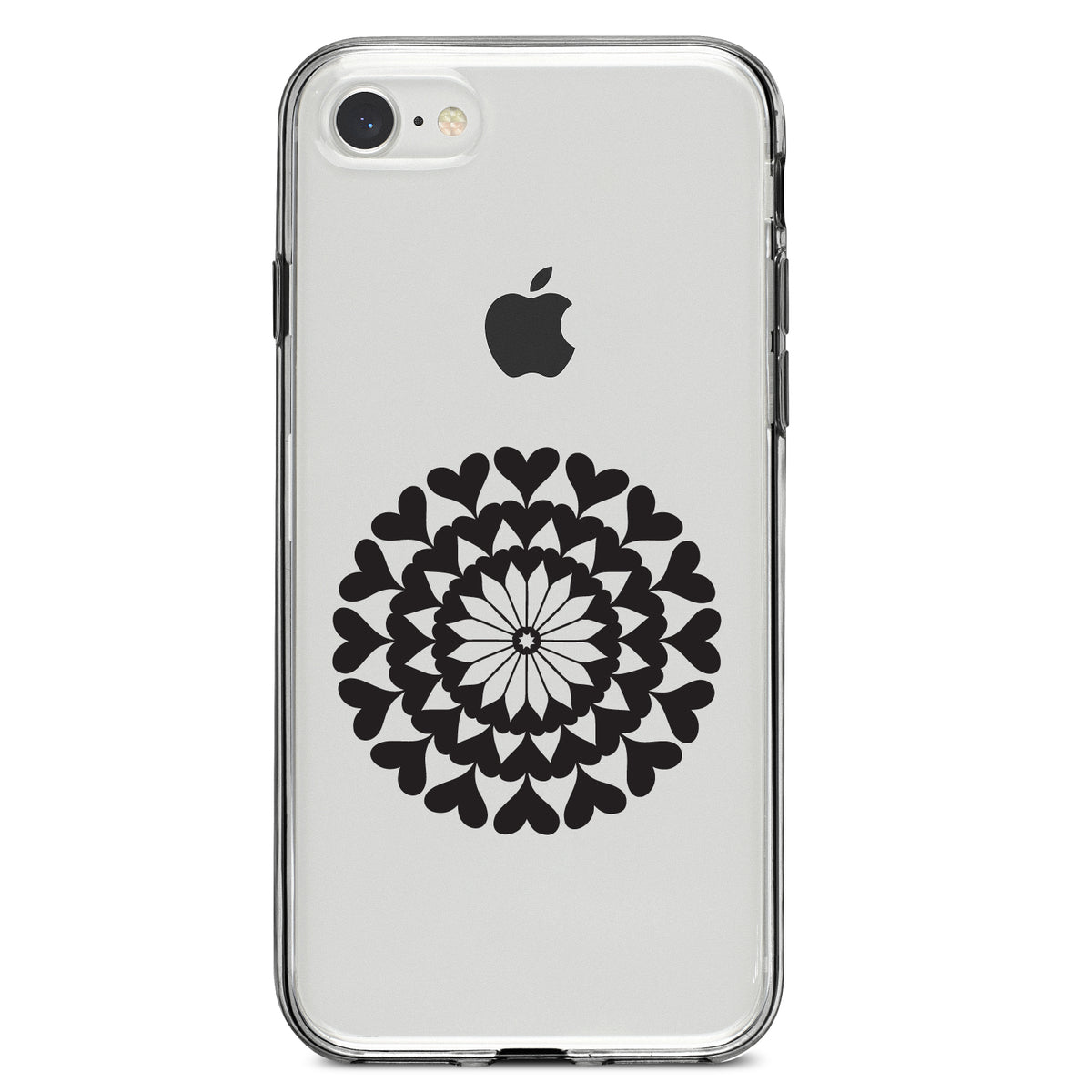 Black Hearts Mandala Clear Shockproof iPhone Case, view 5