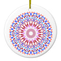 Blue Red Pink Ceramic Ornament